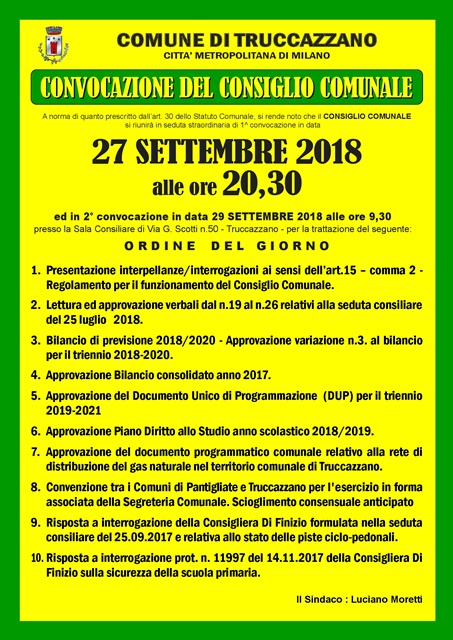 consiglio comunale 27009 2018